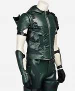 Stephen Amell Green Arrow Season 4 Hooded Leather Jacket