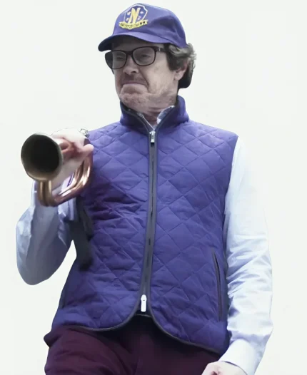 Principal Dort TV Series Wednesday 2025 Steve Buscemi Purple Quilted Vest