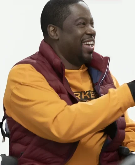 Stitch TV Series Shifting Gears 2025 Daryl Mitchell Maroon Puffer Vest