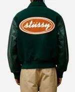 Stussy Script Oval Green Varsity Jacket For Sale