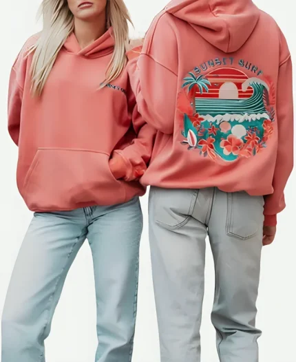 Sunset Surf Pullover Hoodie For Sale