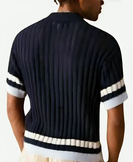 TV Series Bachelor in Paradise Season 10 Jonathon Johnson Knit Striped Navy Blue Shirt