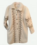 TV Series Down Home Fab Season 3 Chelsea DeBoer Beige Zig Zag Print Sherpa Coat