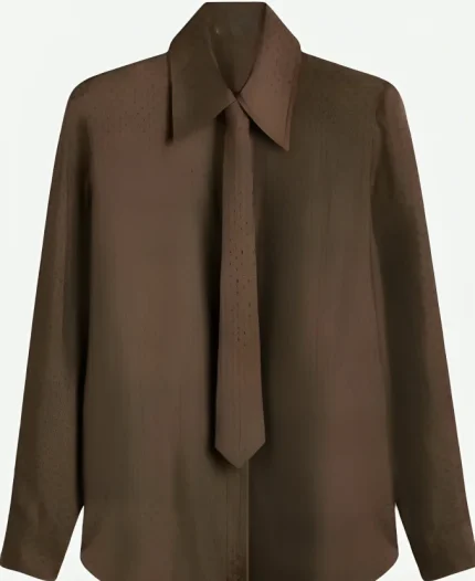 TV-Show The Project 2025 Sarah Harris Brown Neck Tie Shirt