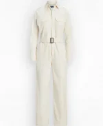 Thandiwe Newton TV Series Wednesday Season 2 Dr. Rachael Fairburn Collared Off-White Full-Zip Jumpsuit