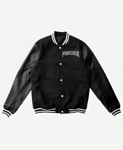 The Punisher Black Varsity Jacket For Sale