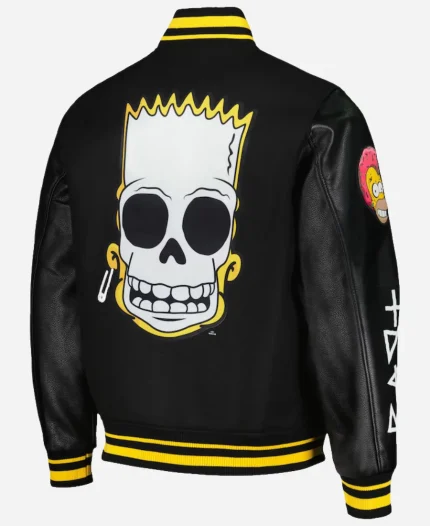 The Simpsons Freeze Max Polished Punk Bart Black Varsity Jacket For Halloween