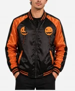 Trick r Treat Sam Graphic Black & Orange Varsity Jacket