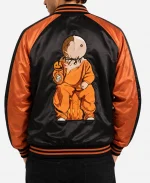 Trick r Treat Sam Graphic Black & Orange Satin Varsity Jacket