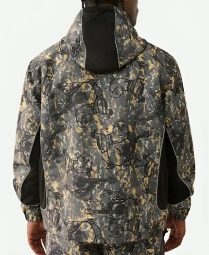 True Religion Buddha Camo Windbreaker Hooded Jacket