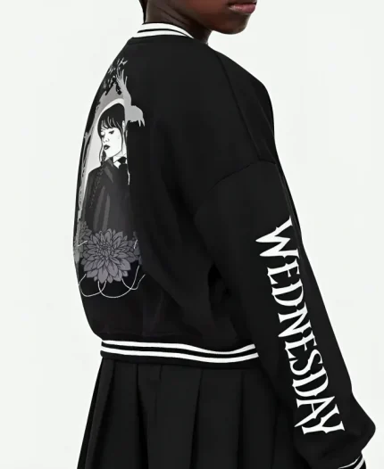 Tv Series Wednesday Black Varsity Jacket