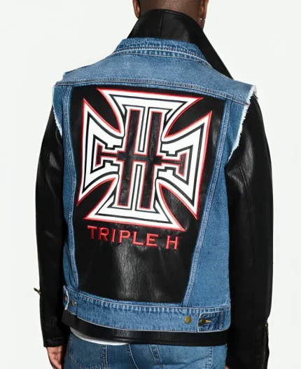 WWE Triple H Denim Leather Jacket For Sale