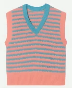 Wednesday S02 Enid Sinclair Pink and Blue Striped Knit Vest