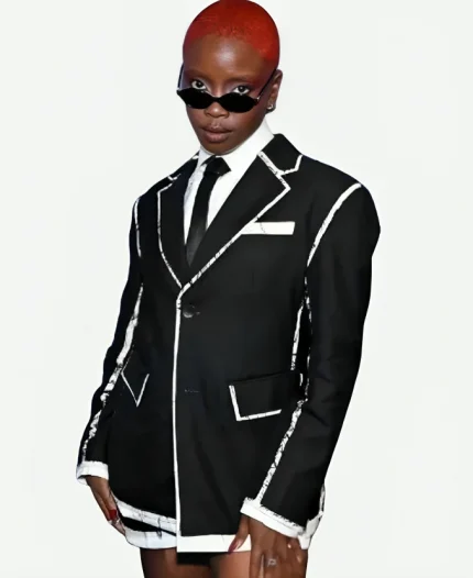 Wednesday S02 Joy Sunday Paris Theater NYC 2025 White Contrast Trim Black Blazer