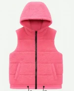 Wednesday Season 2 Enid Sinclair Vibrant Sherpa Faux Fur Sleeveless Pink Vest