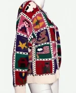 Wednesday Season 2 Episode 2 Northern Isles Vintage 90s Multicolor Chunky Patchwork Cardigan