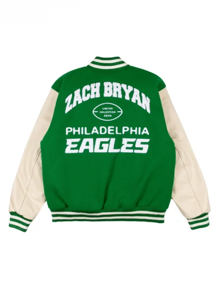 Zach Bryan Philadelphia Eagles Green Varsity Letterman Jacket