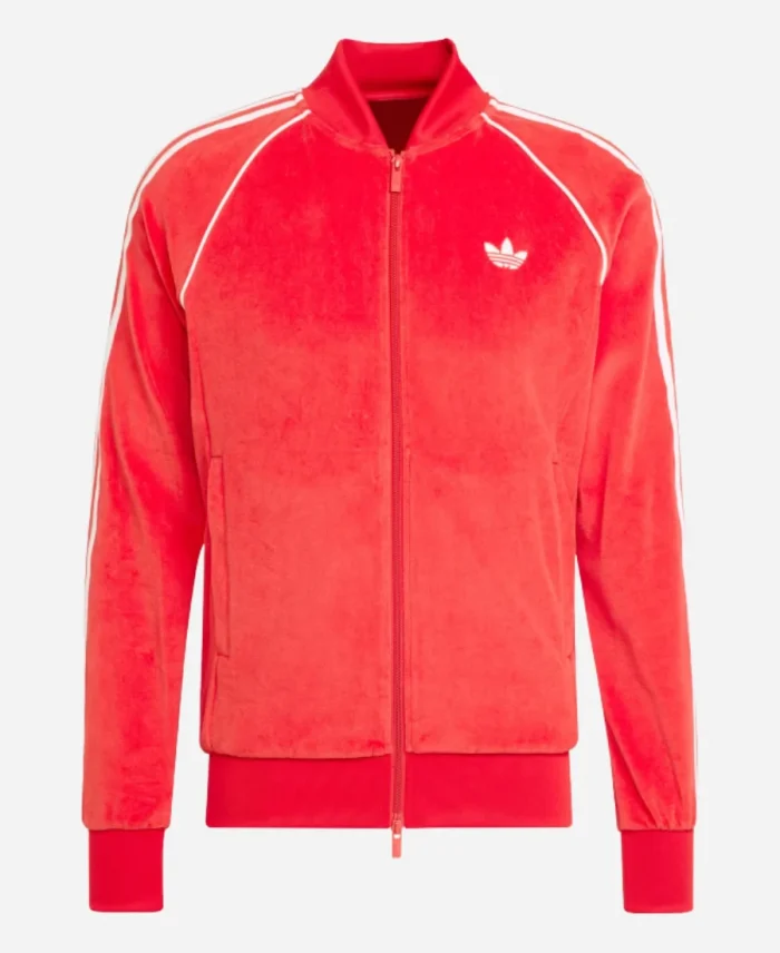 Adidas Adicolor Velour Red Track Jacket