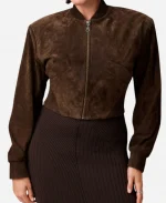 Adoore Brown Suede Cropped Jacket