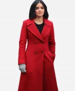 American Singer Lucy Hale Red Christmas Trench Coat For Sale