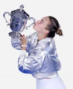 Aryna Sabalenka US Open 2025 Silver Crop Jacket