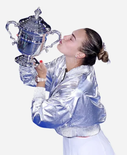 Aryna Sabalenka US Open 2025 Silver Crop Jacket