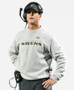Baltimore Ravens John Harbaugh Grey Sweatshirt
