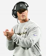 Baltimore Ravens John Harbaugh Grey Sweatshirt For Sale