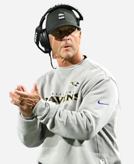 Baltimore Ravens John Harbaugh Grey Sweatshirt For Sale