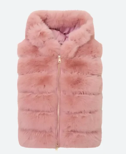 Beanie Feldstein Only Murders In The Building Althea Pink Fur Hooded Vest