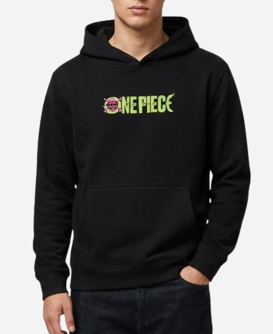 Black One Piece Printed Hoodie One Piece Skull Black Pullover Hoodie