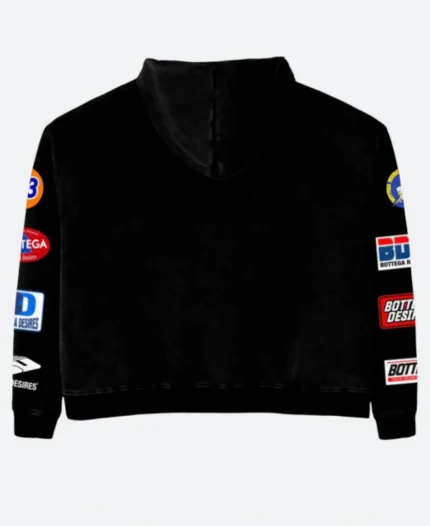 Bottega Desires Velvet Black Patches Hoodie For Sale