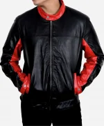 Bruce Wayne Batman The Dark Knight Red Biker Leather Jacket