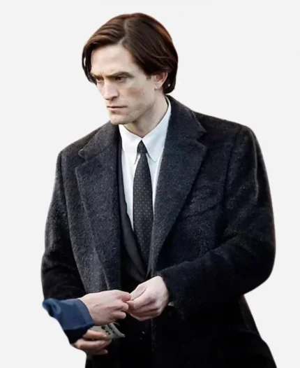 Bruce Wayne The Batman 2022 Robert Pattinson Black Wool Coat