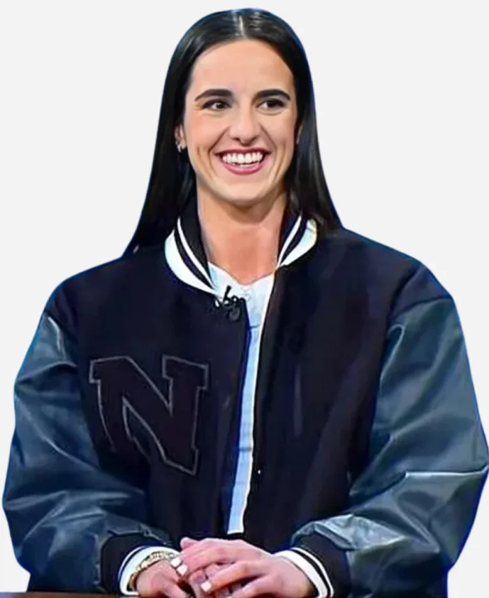 Caitlin Clark Saturday Night Black Varsity Jacket For Sale