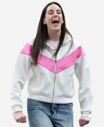 Caitlin Clark Windrunner Track Off White & Pink Jacket