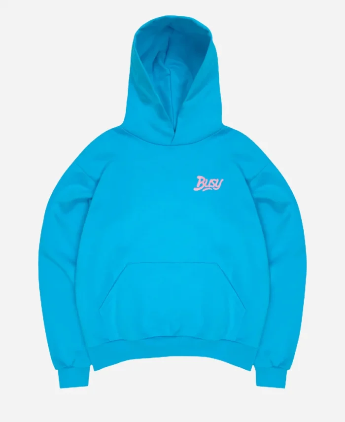 Chain Stitch Logo Blue Hoodie