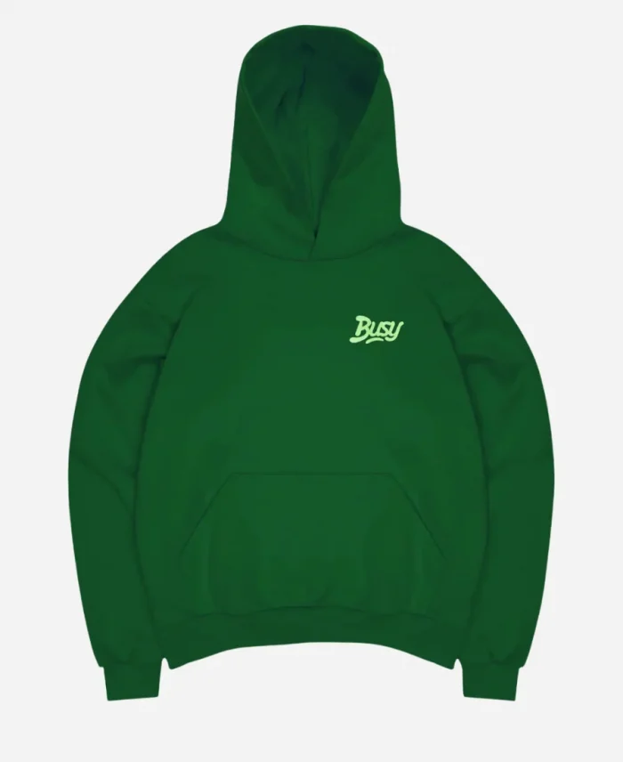 Chain Stitch Logo Green Hoodie