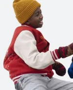 Che Tafari 8-Bit Christmas Mikey Trotter Red & White Varsity Jacket