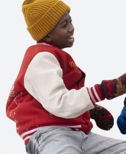 Che Tafari 8-Bit Christmas Mikey Trotter Red & White Varsity Jacket