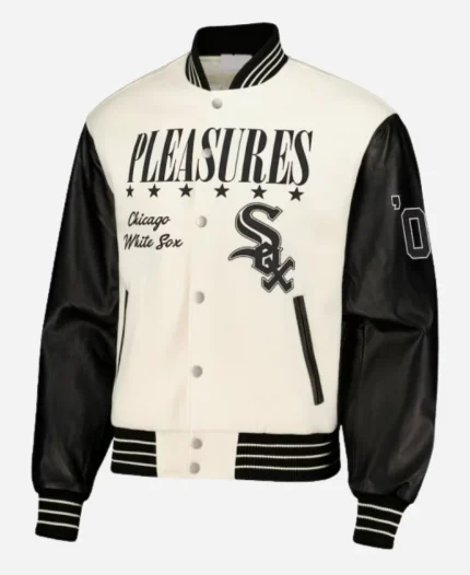 Chicago White Sox PLEASURES White Full-Snap Varsity Jacket For Sale