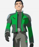 Christopher Sean TV Series Star Wars Resistance Kazuda Xiono Green Leather Jacket