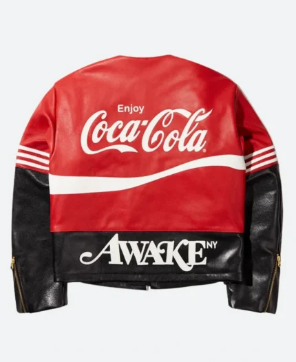 Coca-Cola & Awake NY Vanson Black & Red Leather Jacket For Sale