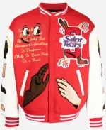 Denim Tears x SAINT MXXXXXX Red Varsity Jacket