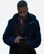 Devale Ellis Meet Me Next Christmas 2024 Teddy Blue Hooded Jacket