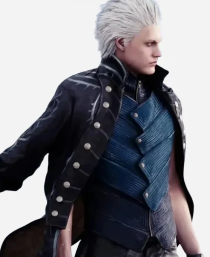 Devil May Cry 3 Vergil Leather Coat With Leather Vest For Sale