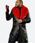 Don Omar Auditorio Banamex Black Fur Leather Trench Coat
