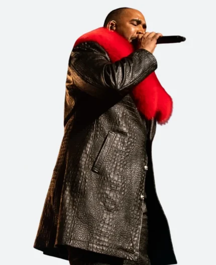 Don Omar Auditorio Banamex Fur Leather Trench Coat
