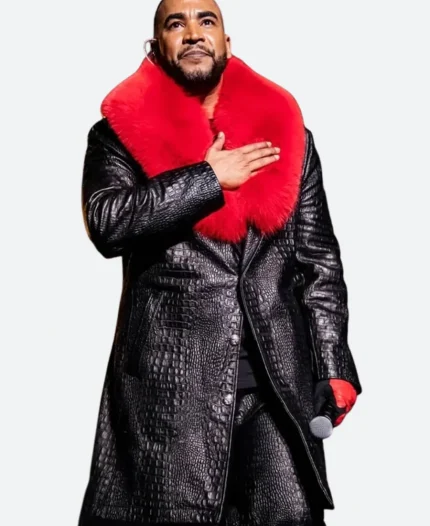 Don Omar Auditorio Banamex Leather Trench Coat