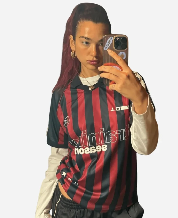 Dua Lipa Training Season Maroon Football Shirt For Sale